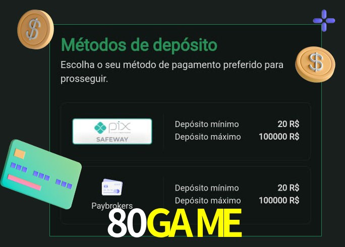 O cassino 80GAMEbet oferece uma grande variedade de métodos de pagamento